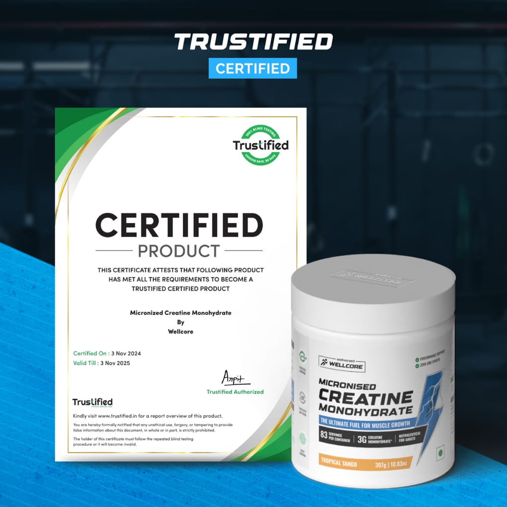 3. Wellcore - Pure Micronised Creatine Monohydrate (307g, 83 Servings) Tropical Tango