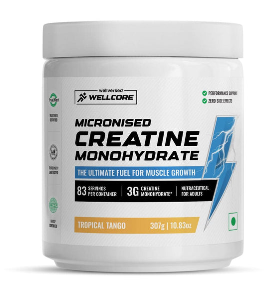 3. Wellcore - Pure Micronised Creatine Monohydrate (307g, 83 Servings) Tropical Tango